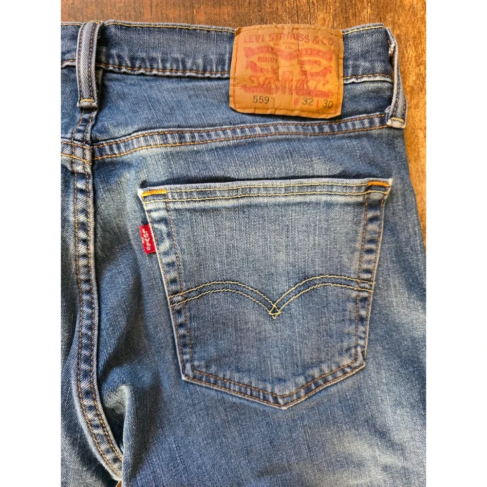 Levis 559 Relaxed Straight Jeans Mens 32x30 Med‎ Blue Denim Y2K revival dadcore